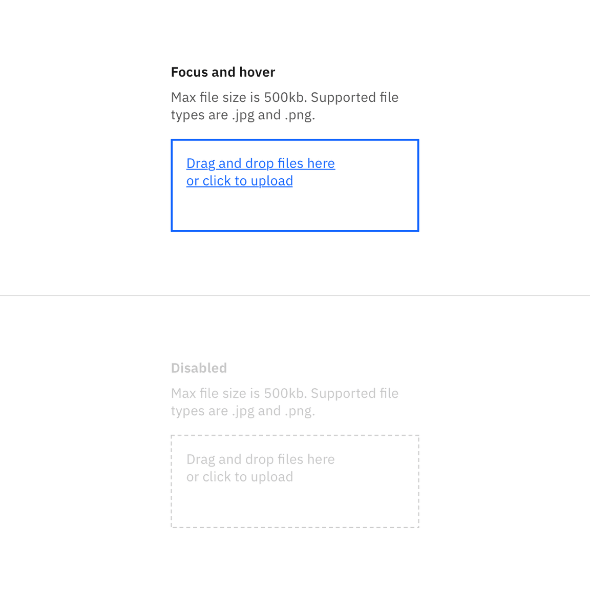 Examples of drag and drop file uploader states Examples of drag and drop file uploader states