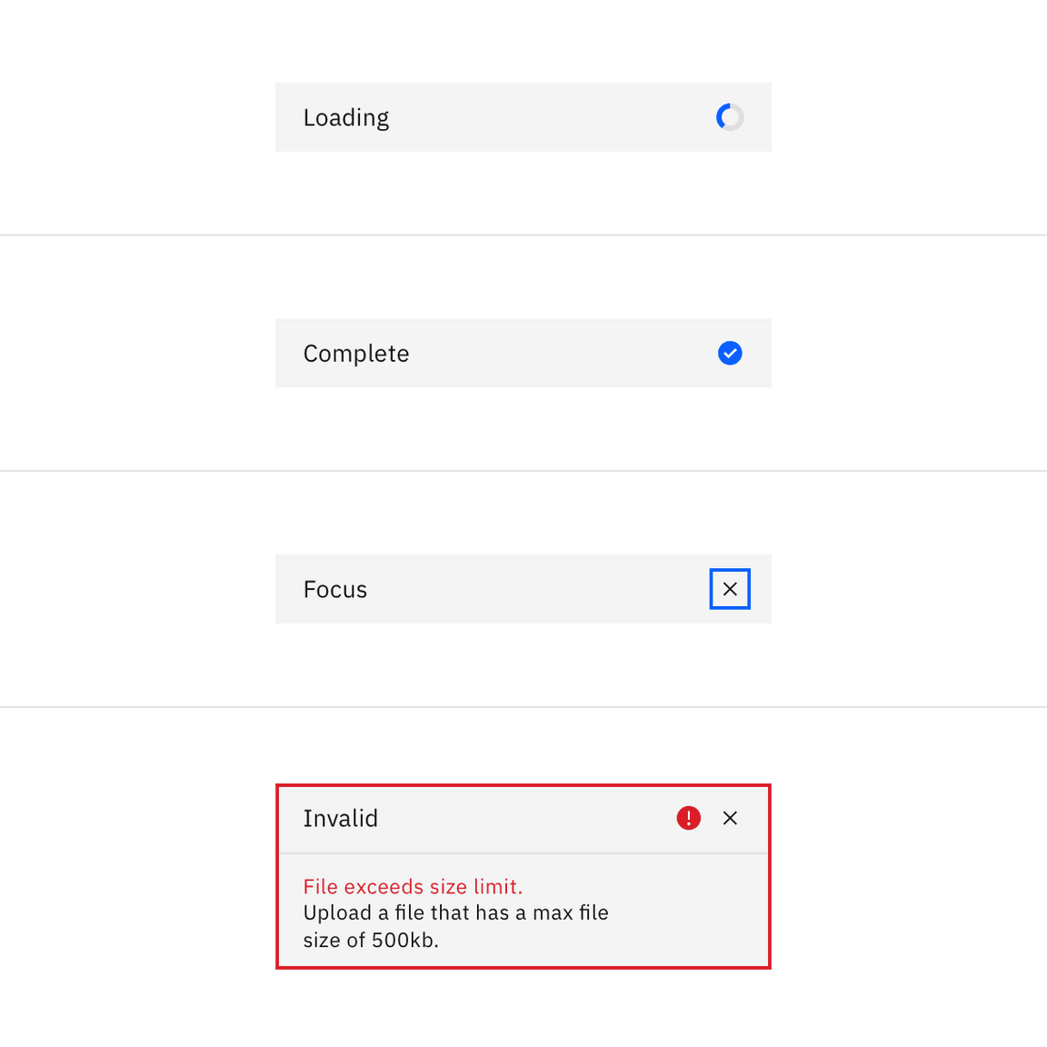 Examples of file loader file states Examples of file loader file states